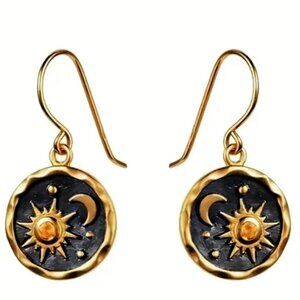Vintage Bohemian Style Sun and Moon Pendant Earrings for Women & Teens